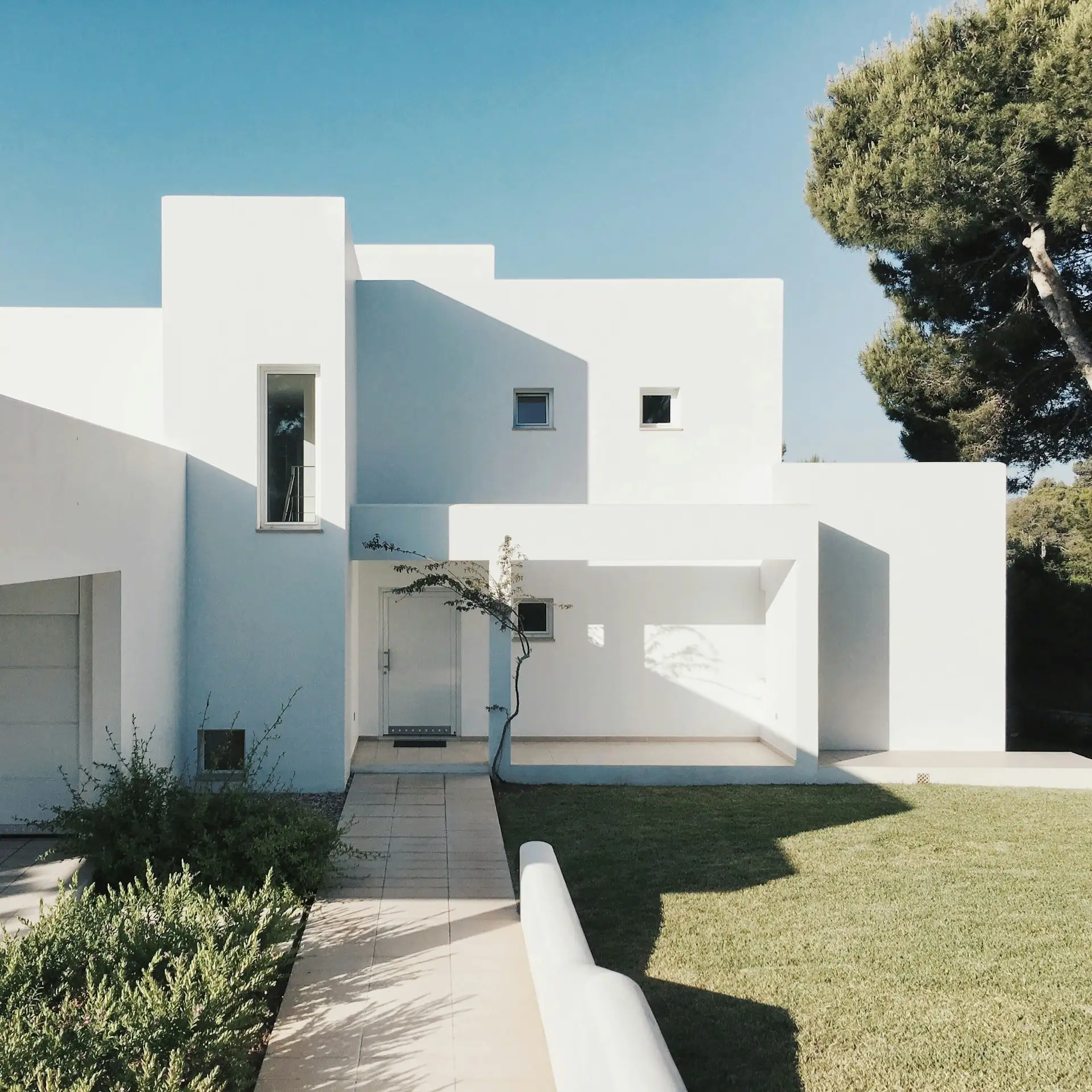 white cement house